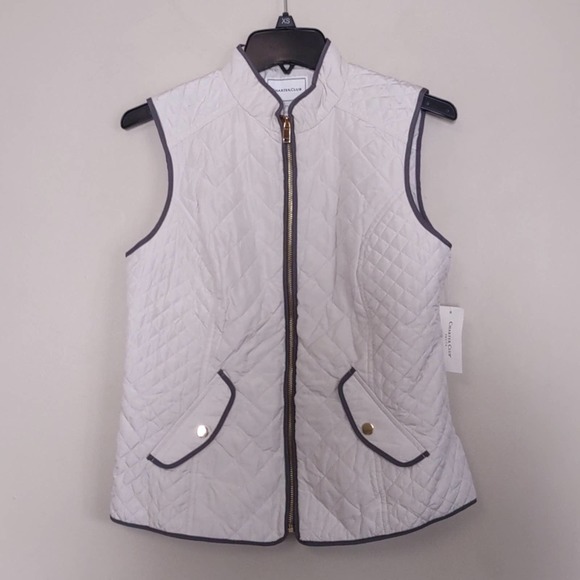 Charter Club Quilted Cotton Zip Front Vest PS Vanilla - Picture 2 of 8
